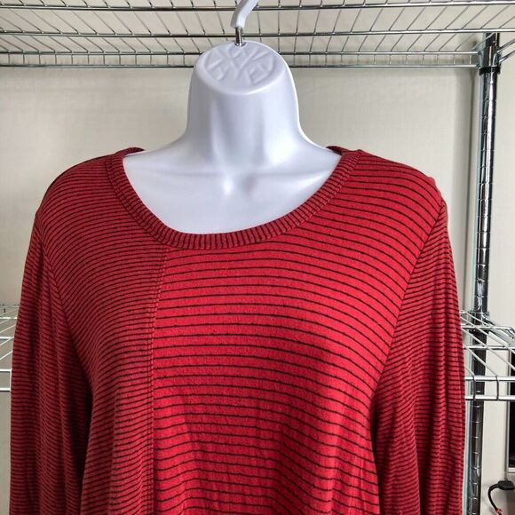 Habitat Womens Pinstriped Tunic Top Red Knit Round Neck Long Sleeve Size Medium - Picture 8 of 13